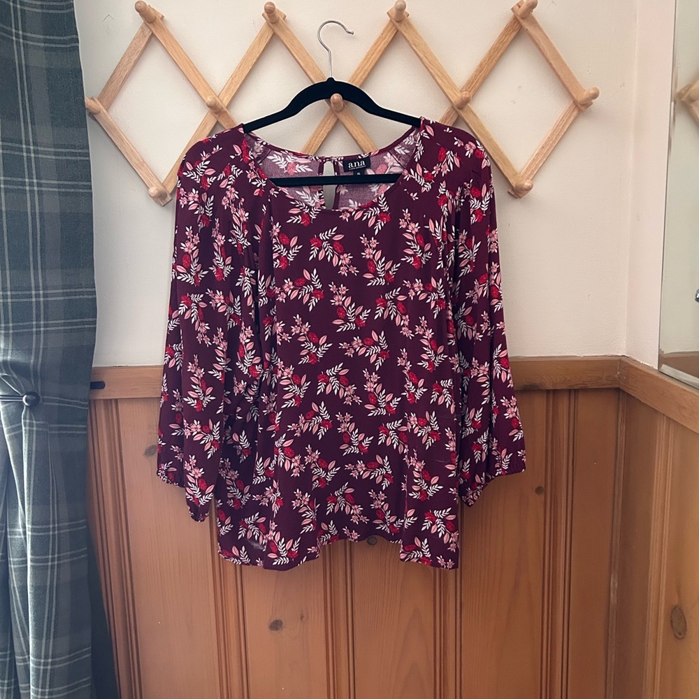 a.n.a Purple Pink Ruffled Blouse